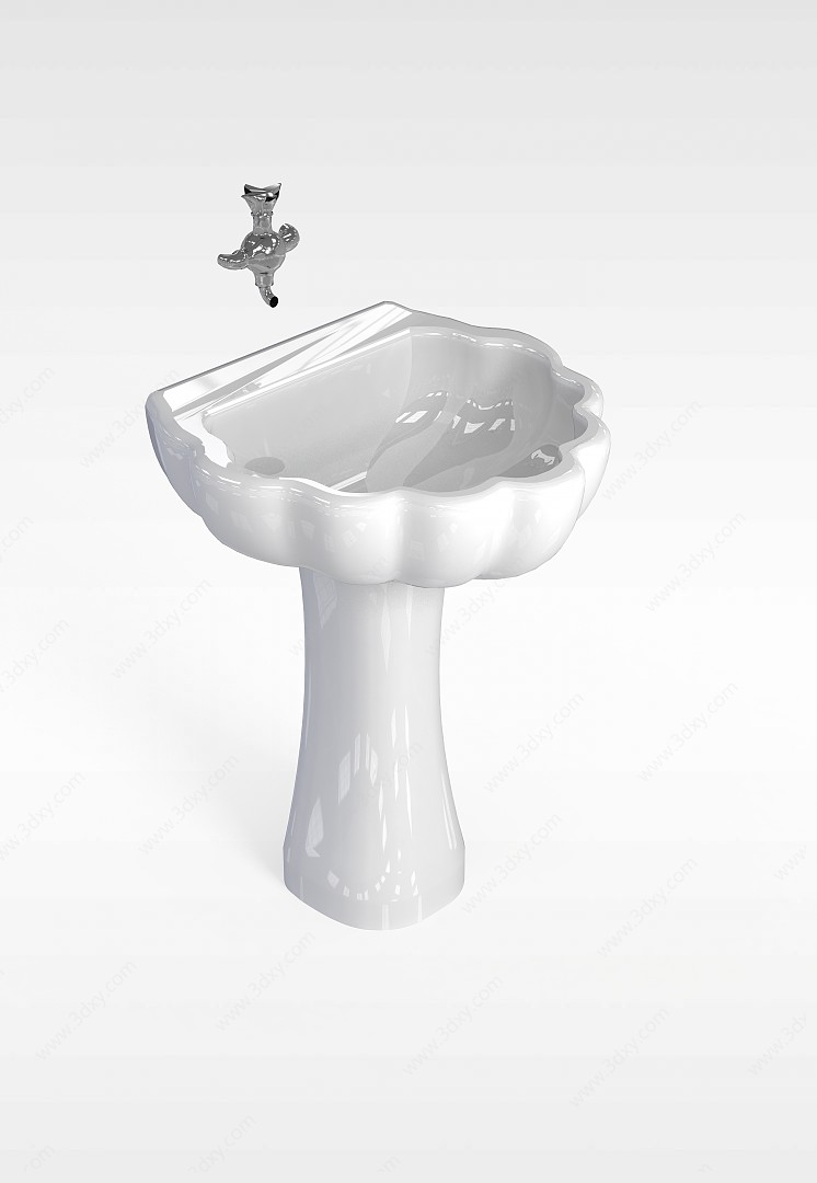 柱式洗手盆3D模型