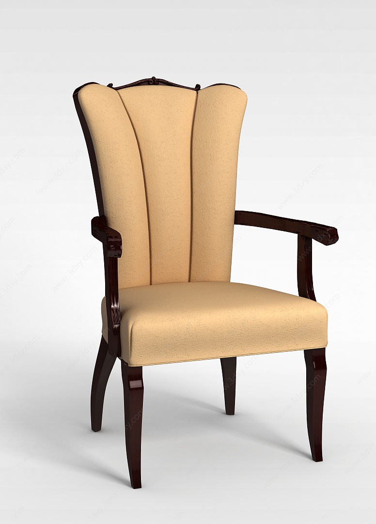 木质软沙发靠背椅3D模型
