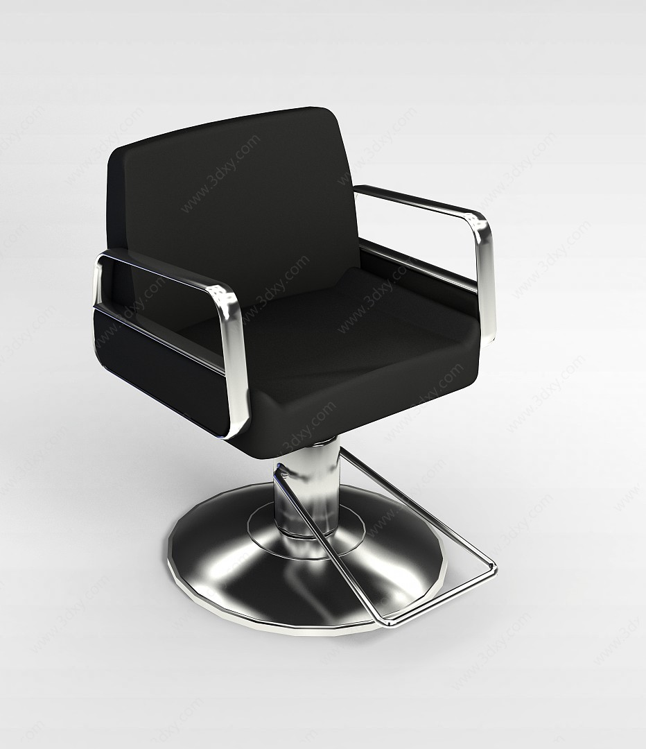 黑色皮质办公椅3D模型