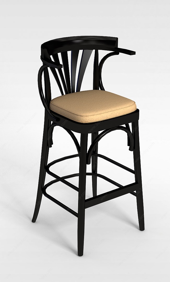 有坐垫的吧椅3D模型
