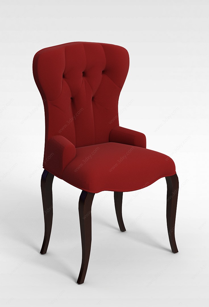 红色简欧餐椅3D模型