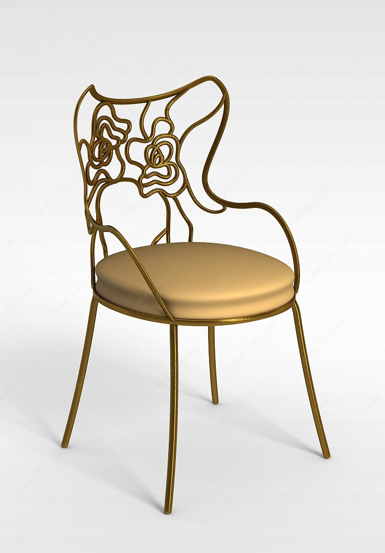 简欧金属质感椅子3D模型