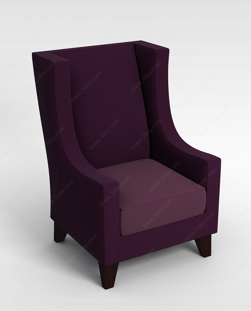 紫色高背沙发椅3D模型