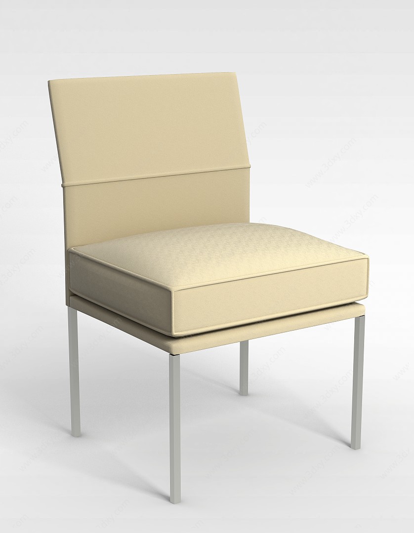 简易淡黄色四脚椅3D模型