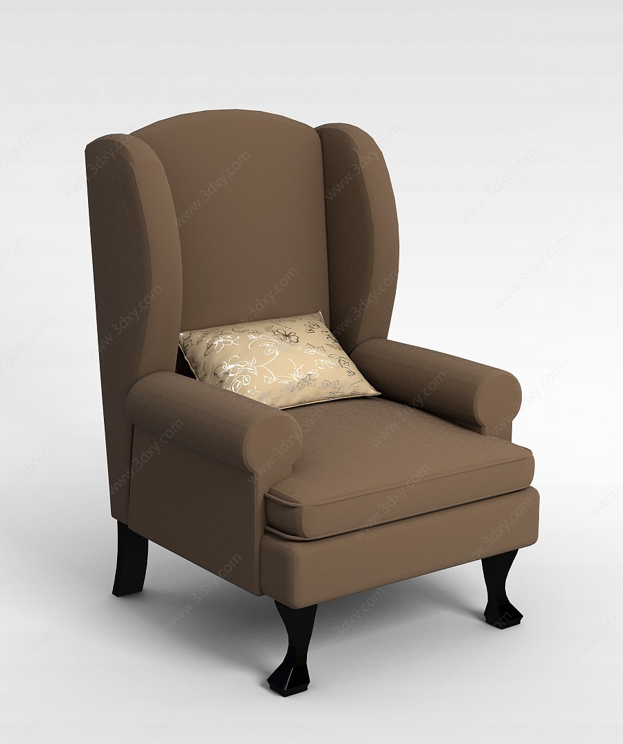 棕色布艺沙发椅3D模型