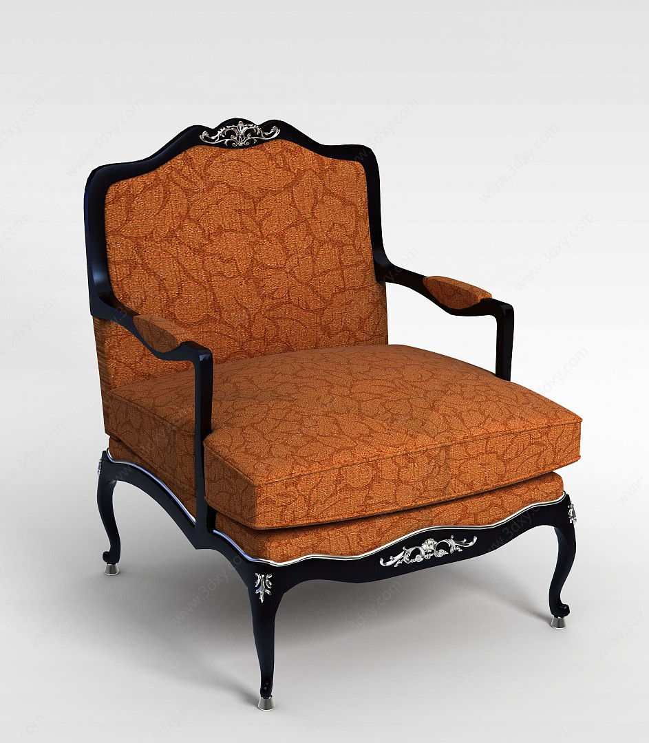 欧式布艺沙发椅3D模型