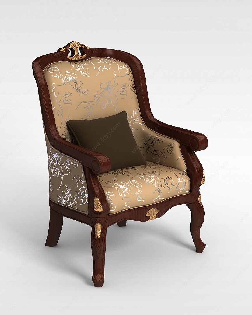 欧式印花休闲椅3D模型