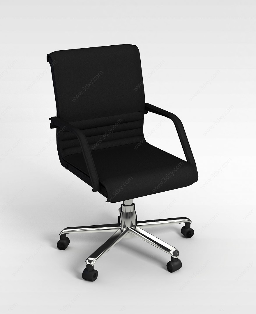 黑色皮质办公椅子3D模型