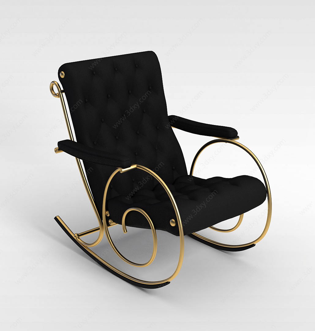 黑皮摇椅3D模型