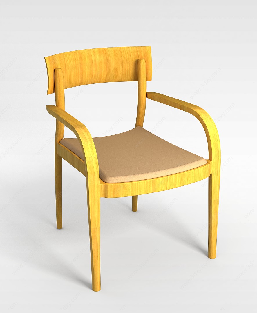 普通木质餐椅3D模型