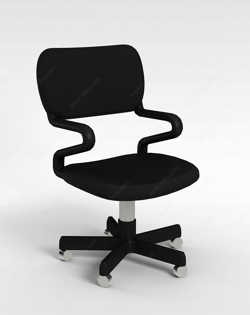 黑皮扶手办公椅3D模型