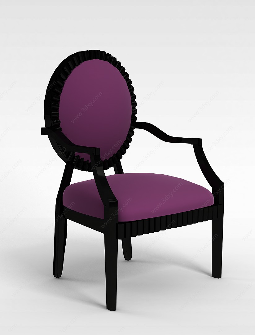 简欧紫色休闲椅3D模型