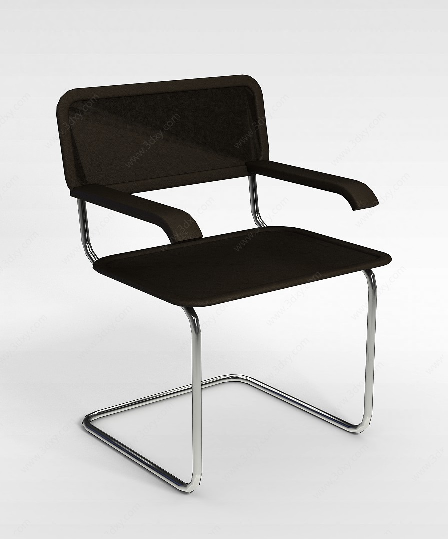 黑色皮质弓形椅3D模型