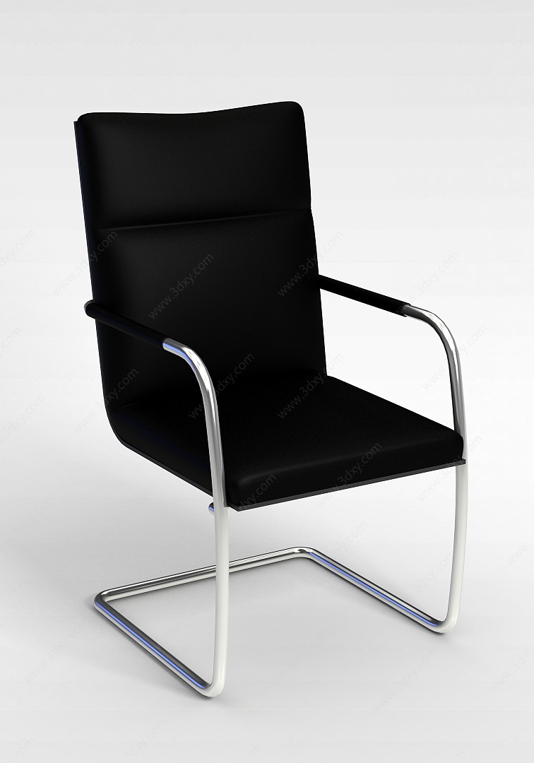 普通黑色皮革办公椅3D模型