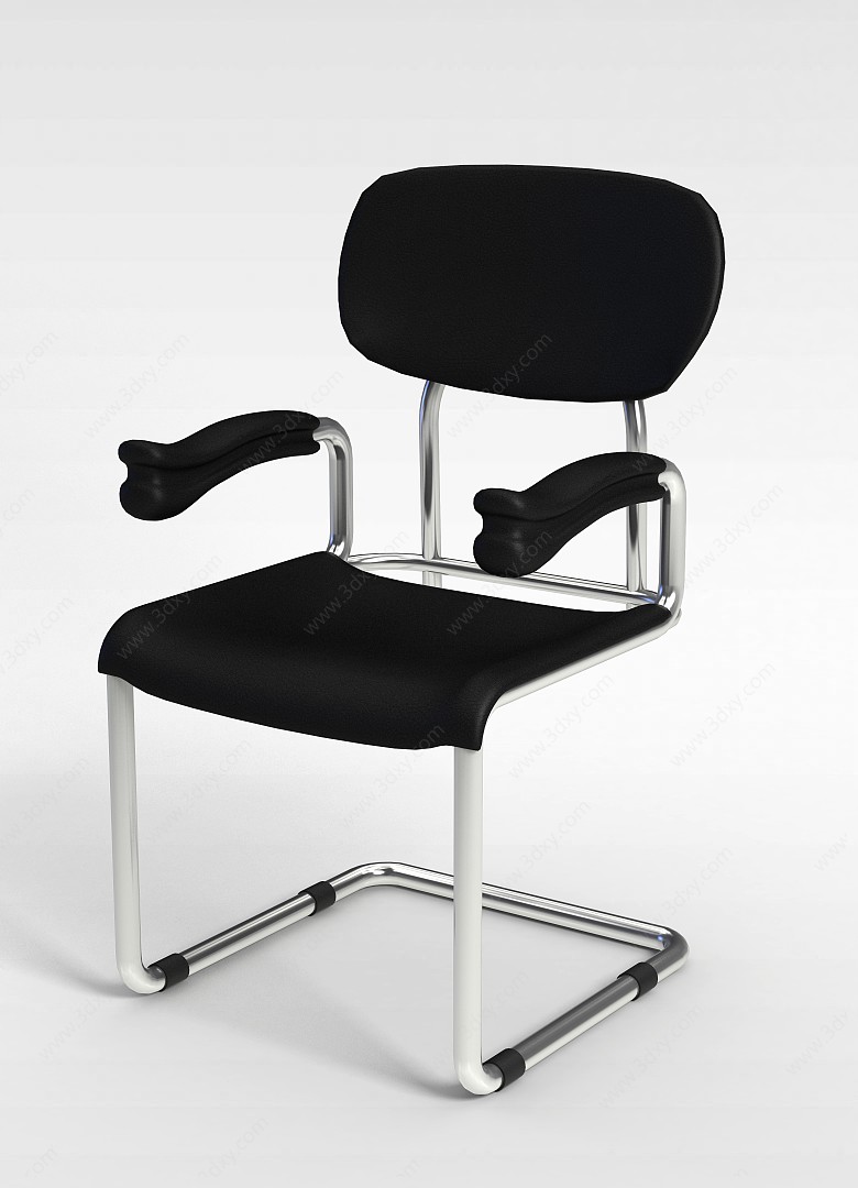 黑色皮革办公椅3D模型