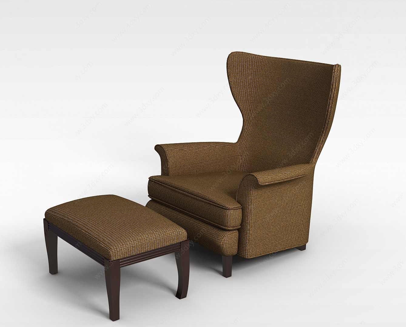 欧式布艺高背椅和布艺凳3D模型