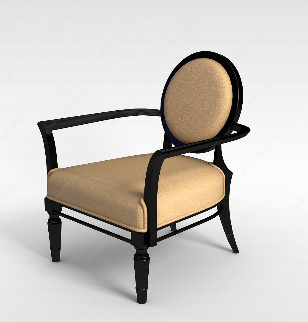 欧式木质扶手餐椅3D模型