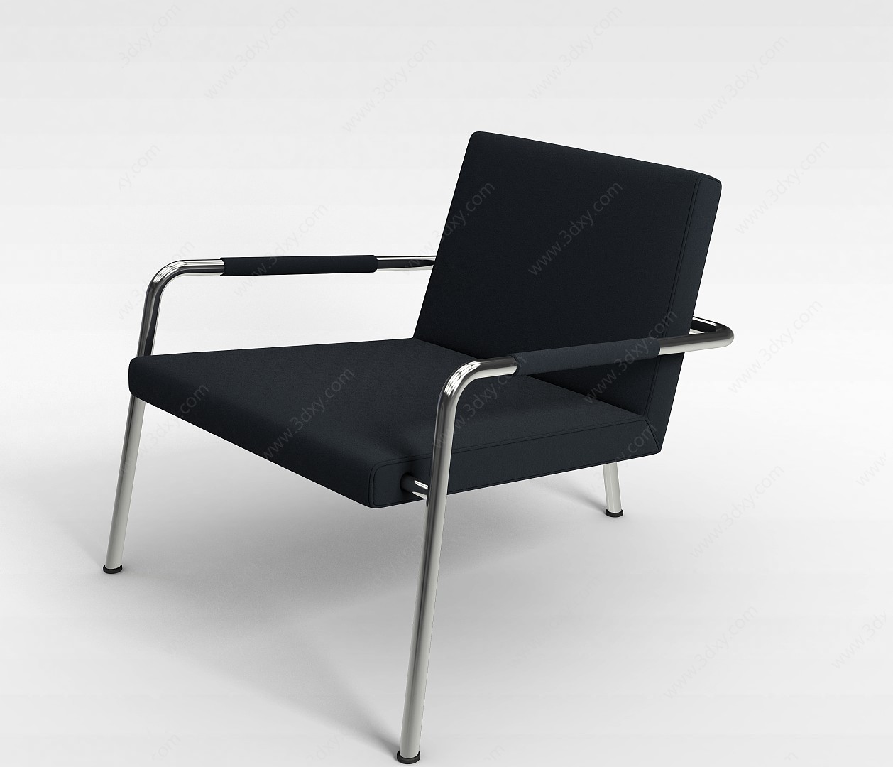 黑色皮革扶手椅3D模型