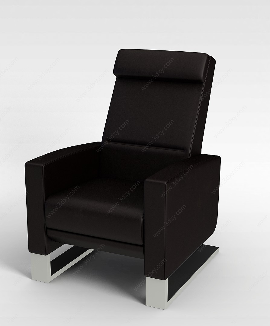 褐色皮革办公椅3D模型