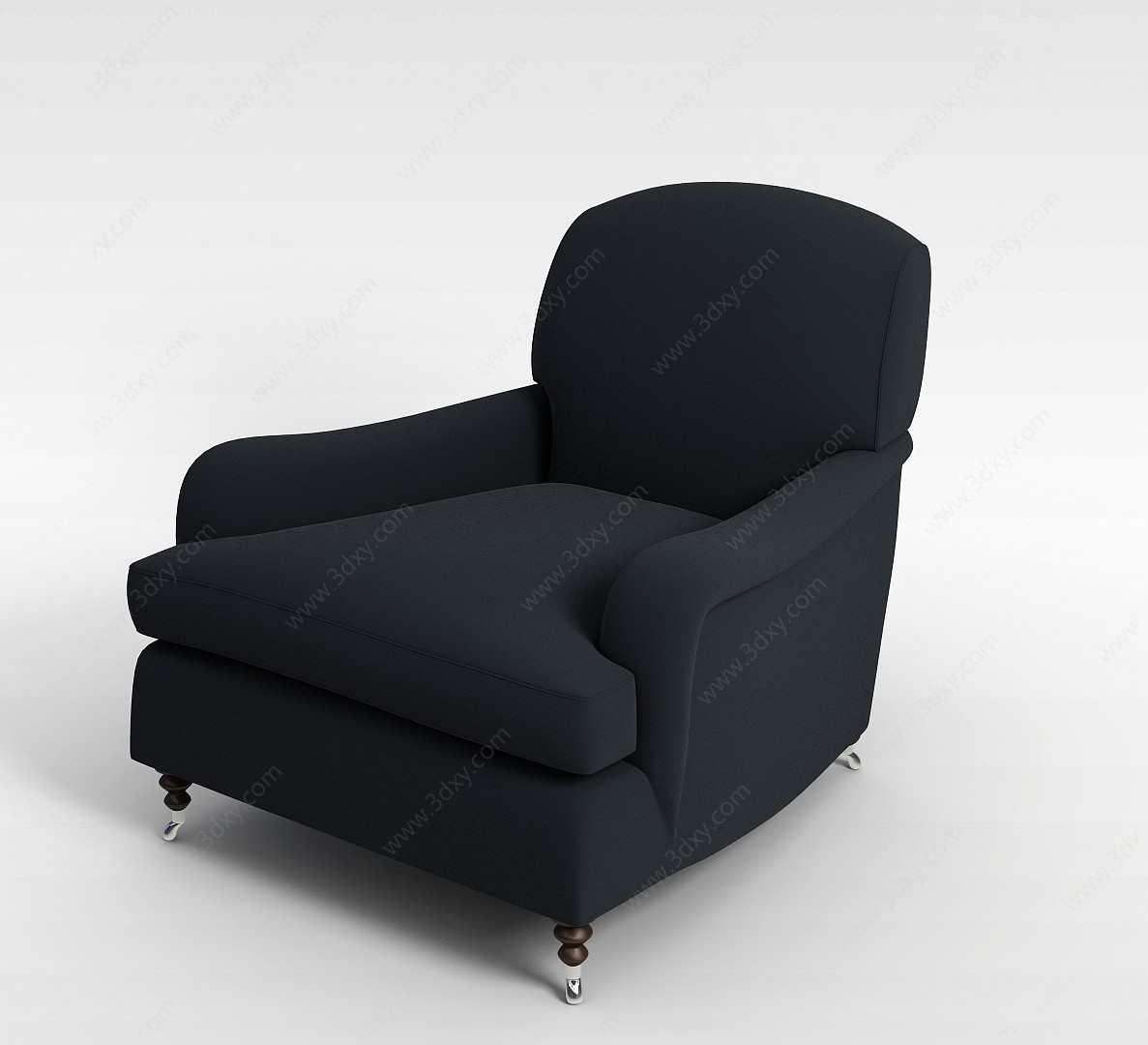 深蓝色布艺沙发椅3D模型