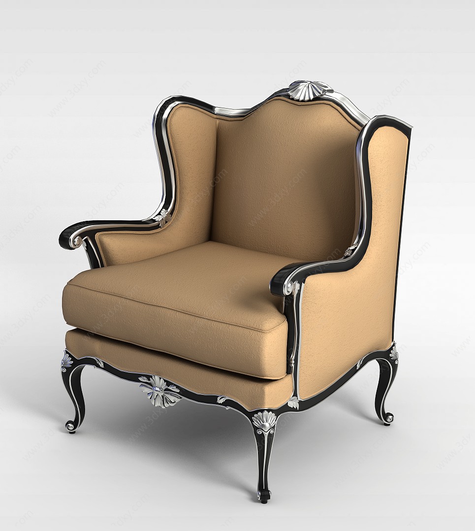 欧式棕色皮革座椅3D模型