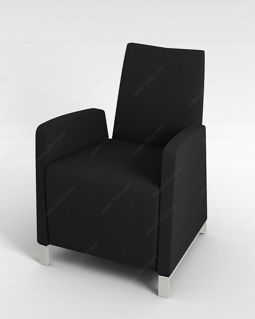 黑色皮革休闲椅3D模型
