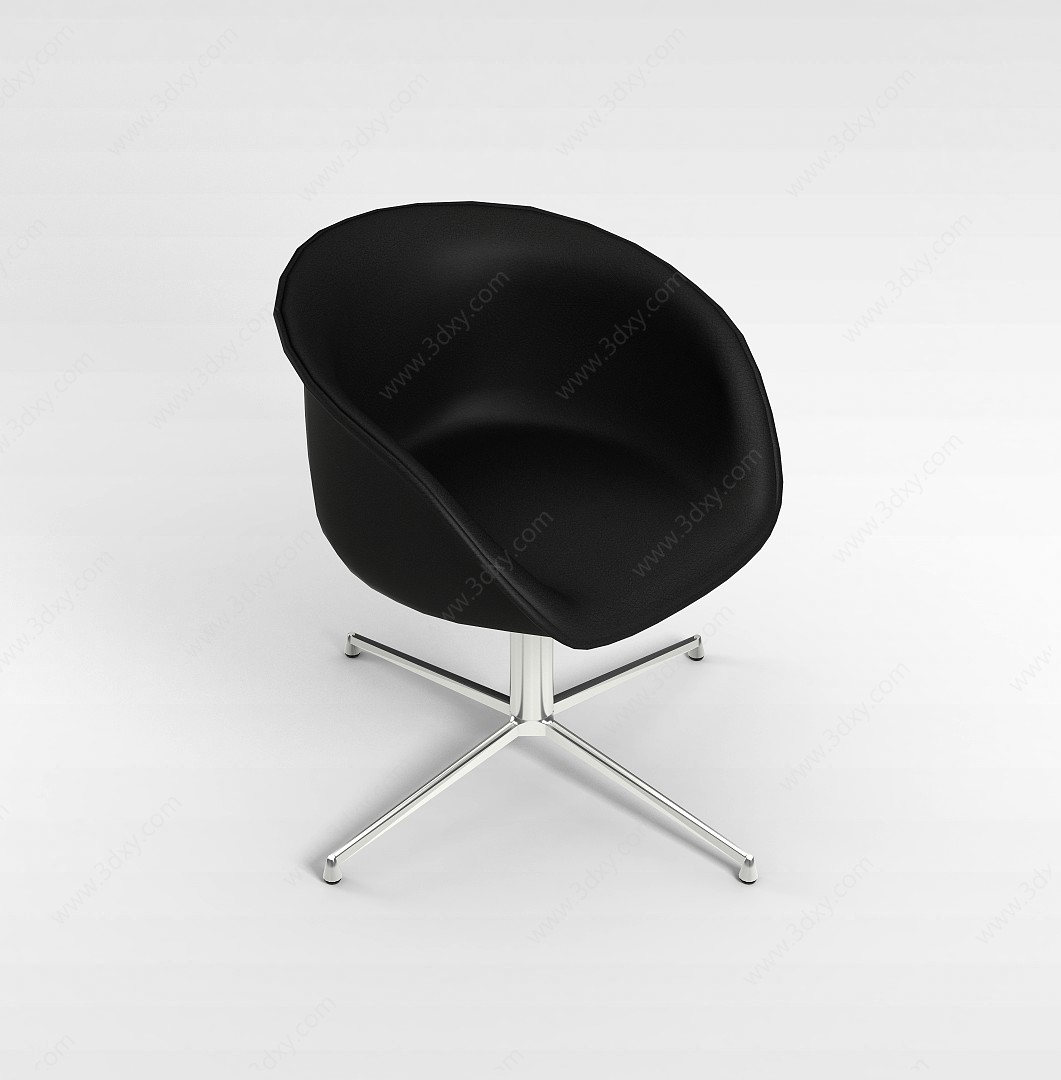 黑皮办公扶手椅3D模型