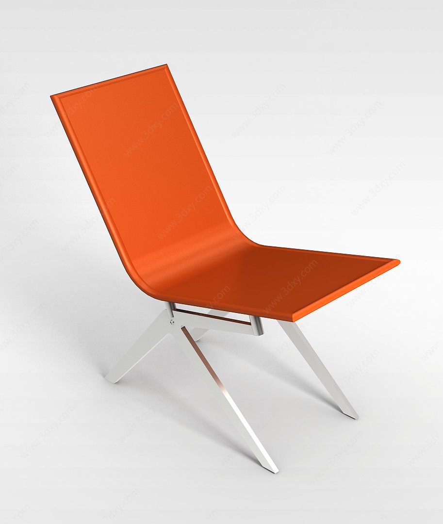 橙色现代休闲椅子3D模型