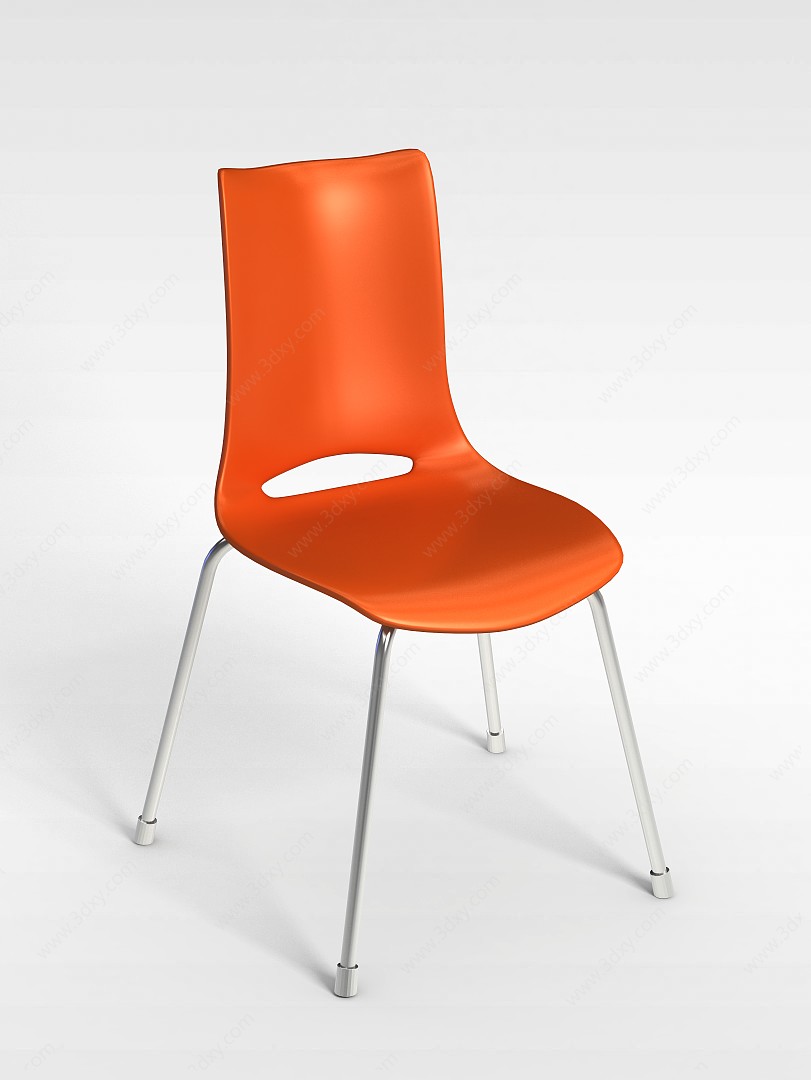 橙色塑料椅子3D模型