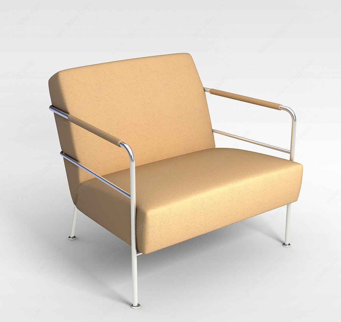米色布艺沙发椅3D模型