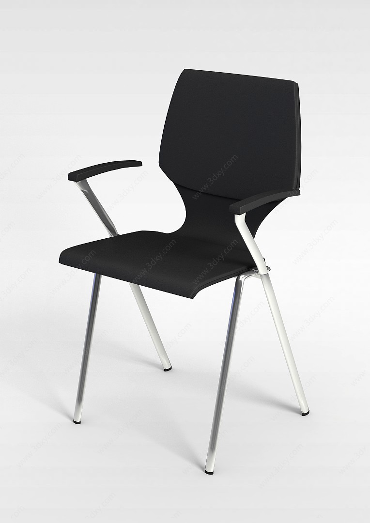 现代黑皮办公椅子3D模型