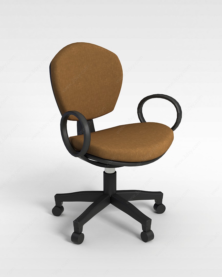 棕色皮革办公椅3D模型