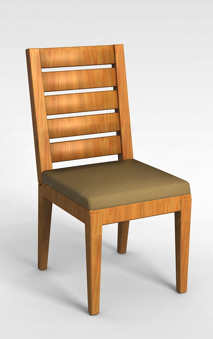 浅色木高背椅3D模型