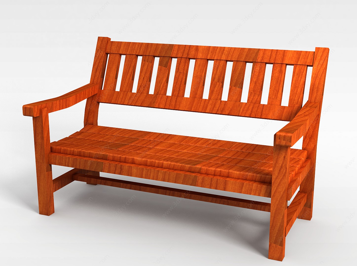 橘黄色公园长椅3D模型