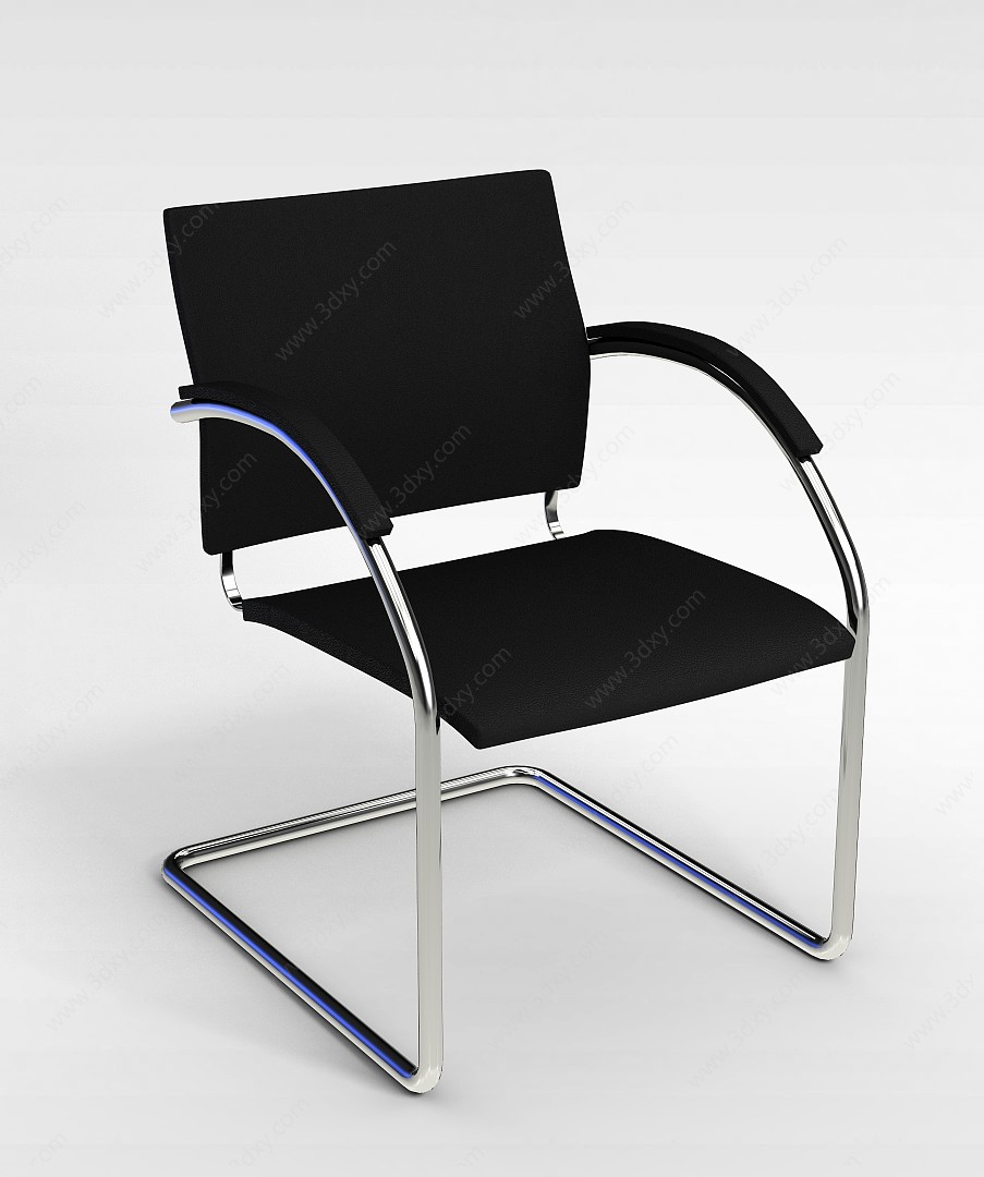 现代黑色皮革办公椅3D模型