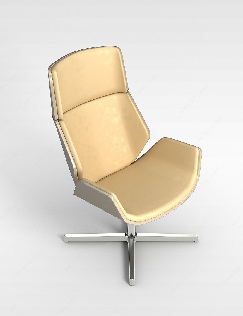 黄色皮质办公椅3D模型
