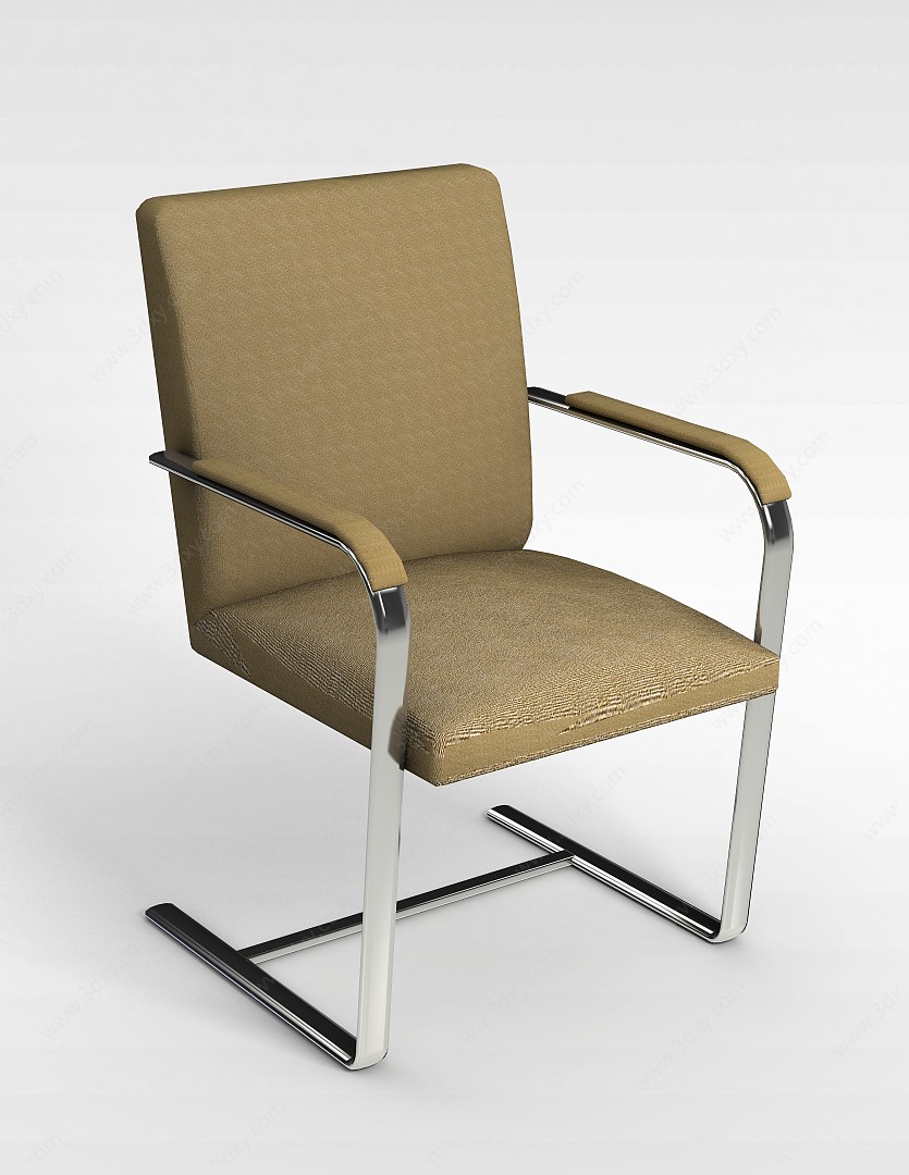 皮质扶手弓形椅3D模型
