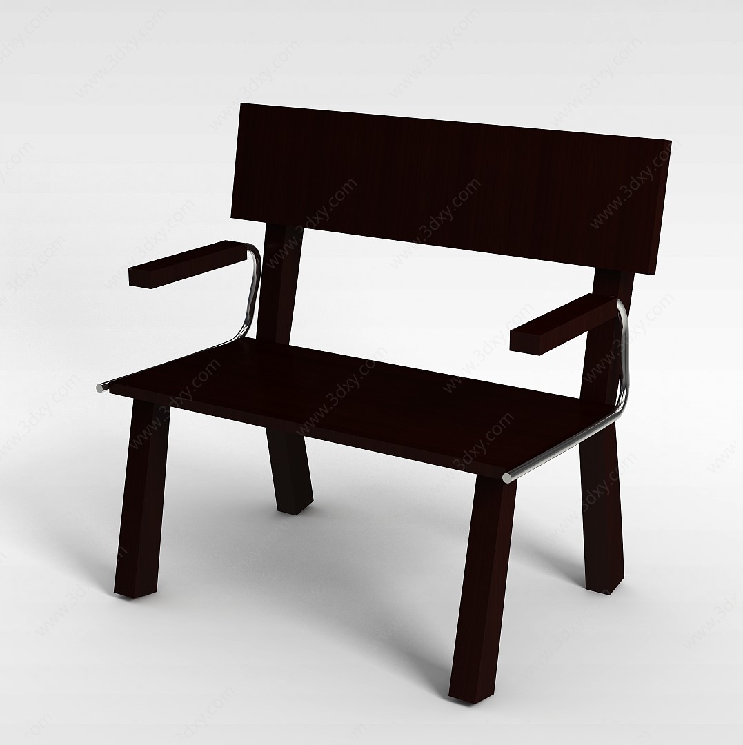 两人实木椅3D模型
