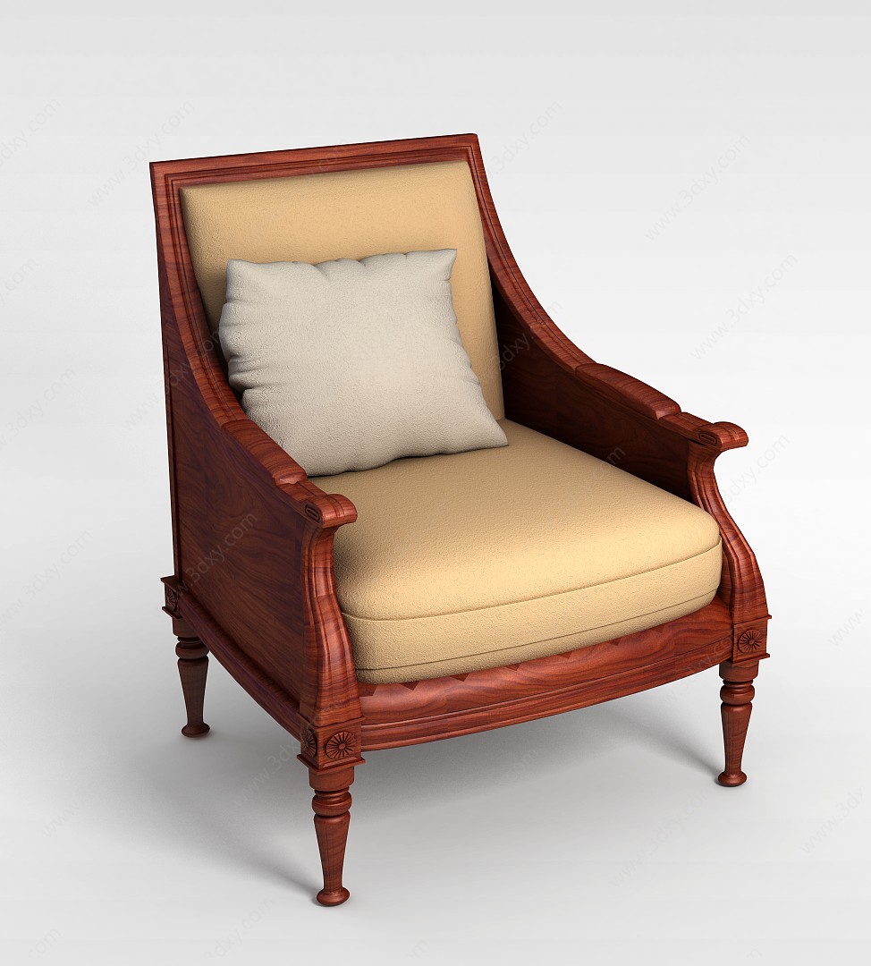 欧式花梨木椅子3D模型