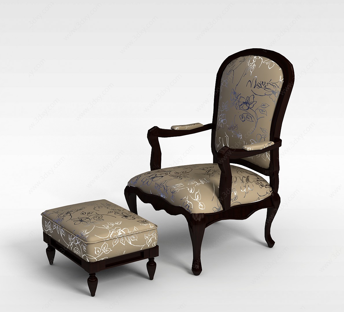 欧式休闲椅和沙发凳3D模型