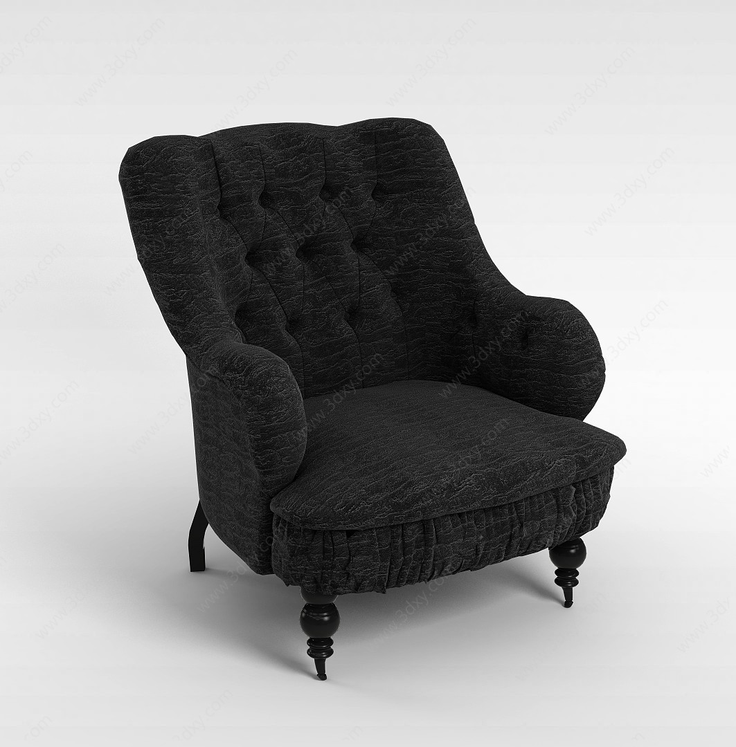 黑色皮质沙发椅3D模型