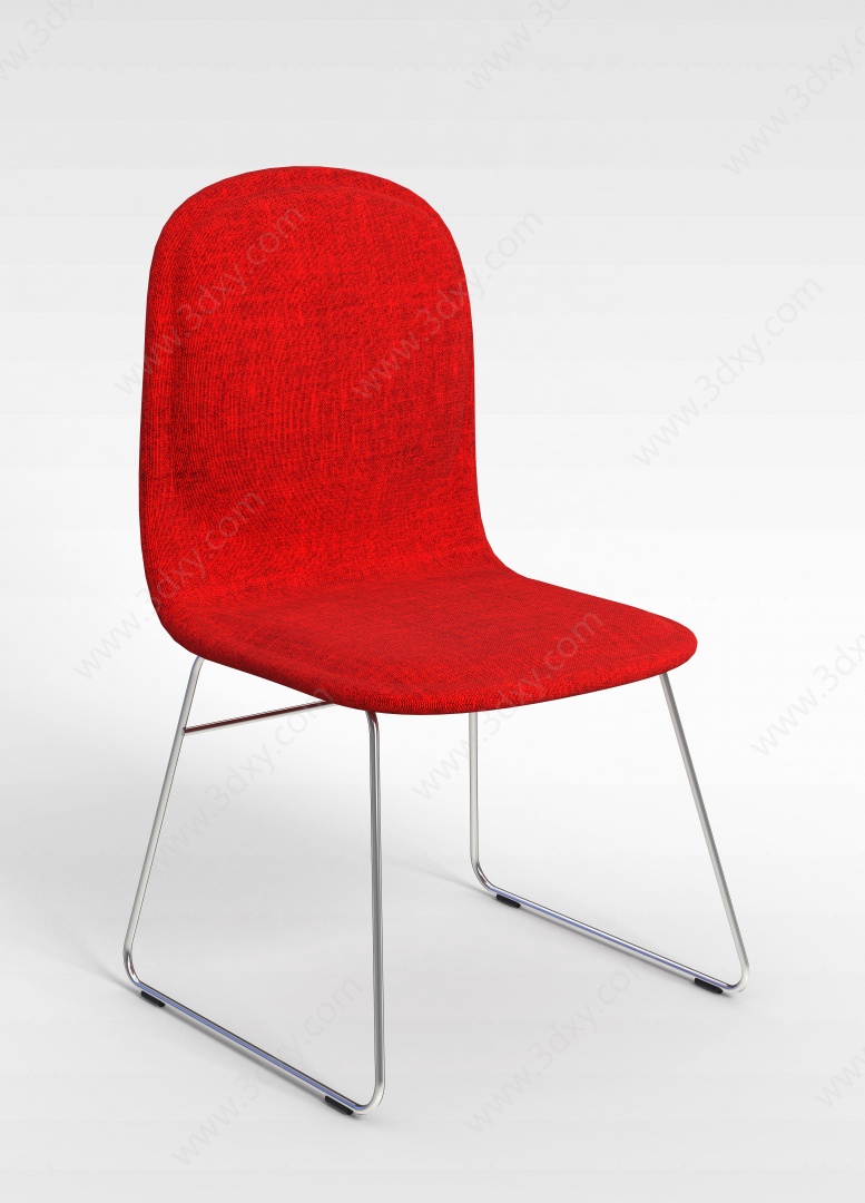 红色布艺休闲椅3D模型