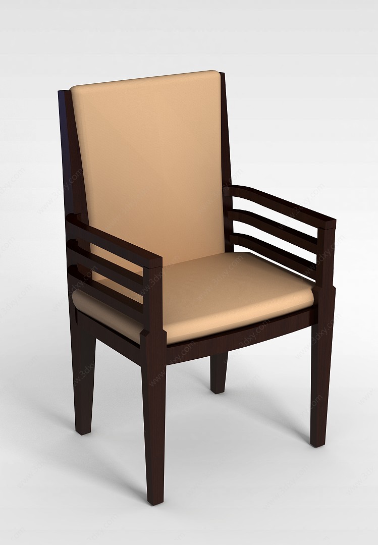 餐厅实木扶手椅3D模型