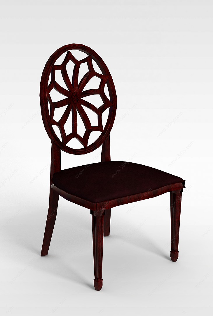红色欧式餐椅3D模型