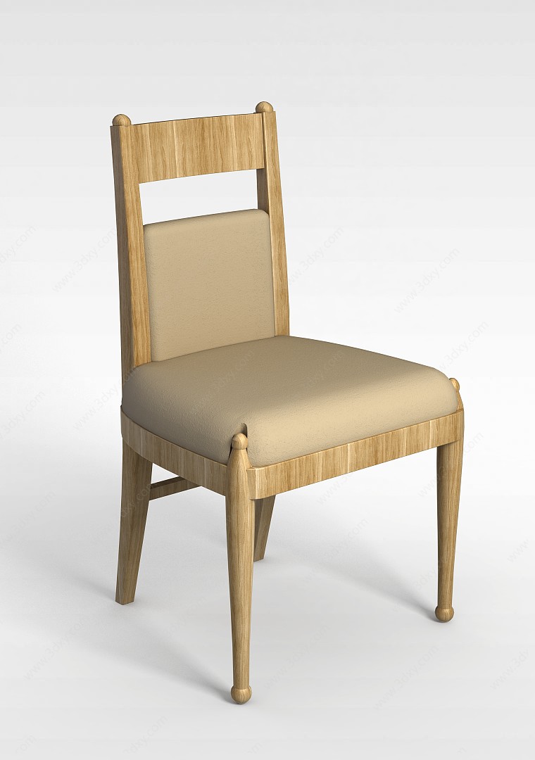 浅色木质椅子3D模型