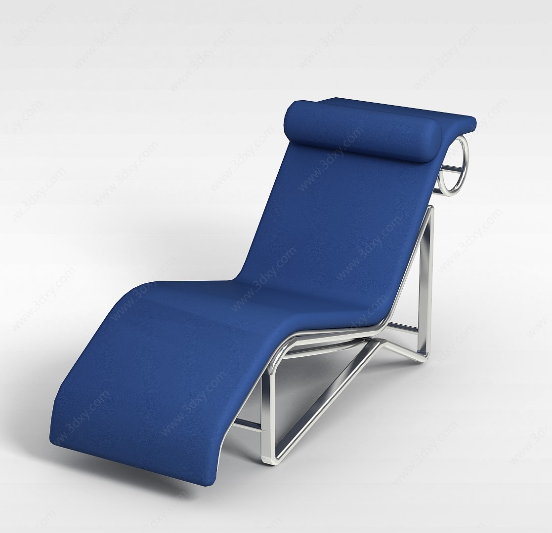 蓝色皮质躺椅3D模型