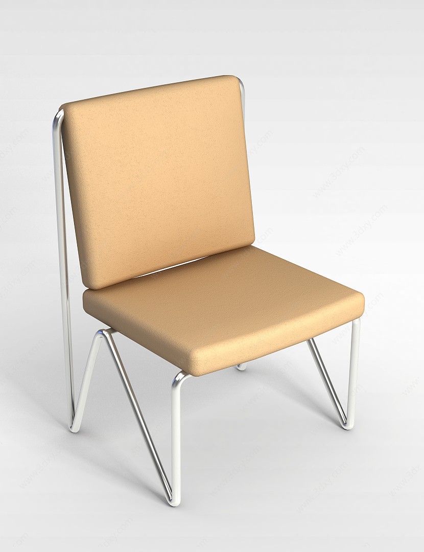 淡黄色简易靠背椅3D模型