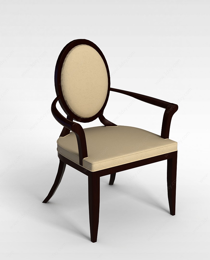 餐厅木质扶手椅3D模型