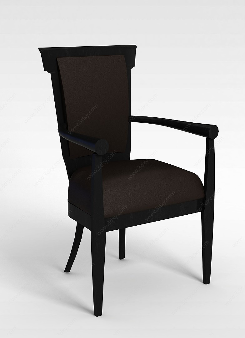 黑色木质扶手椅3D模型