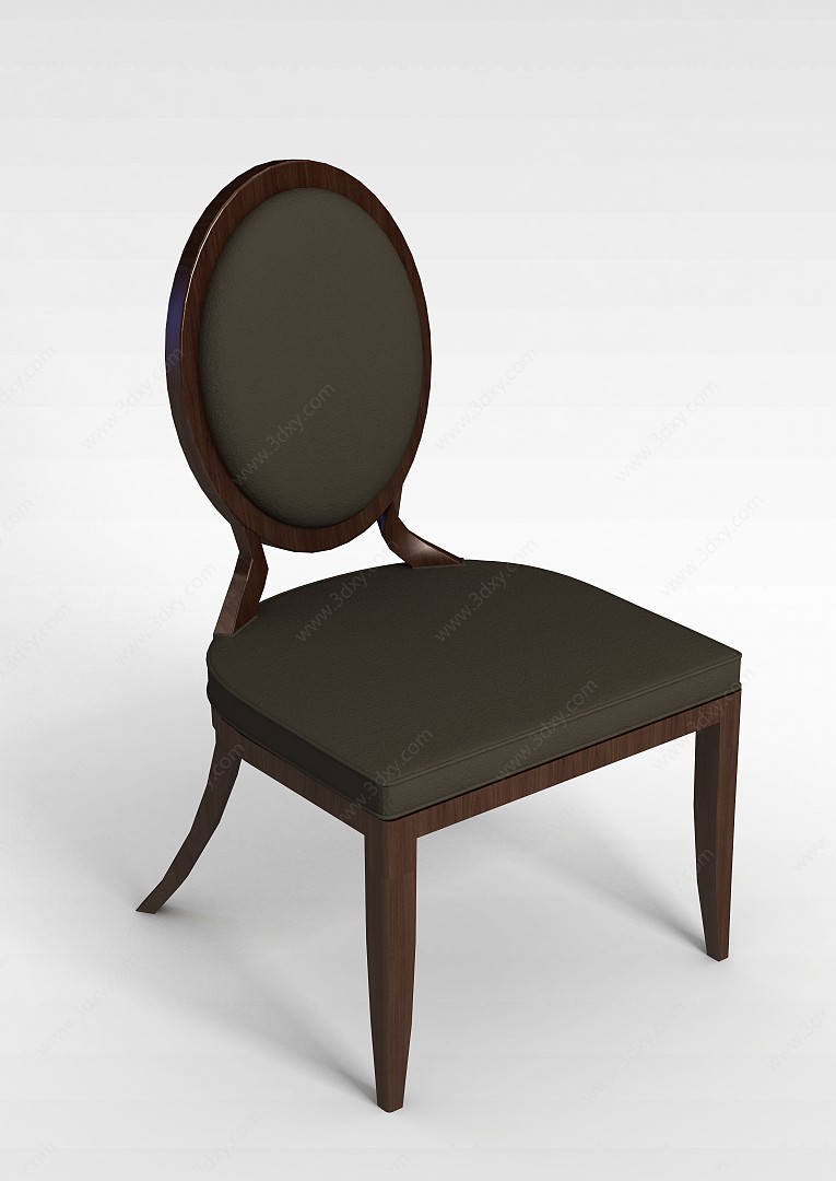 简欧棕色实木椅子3D模型